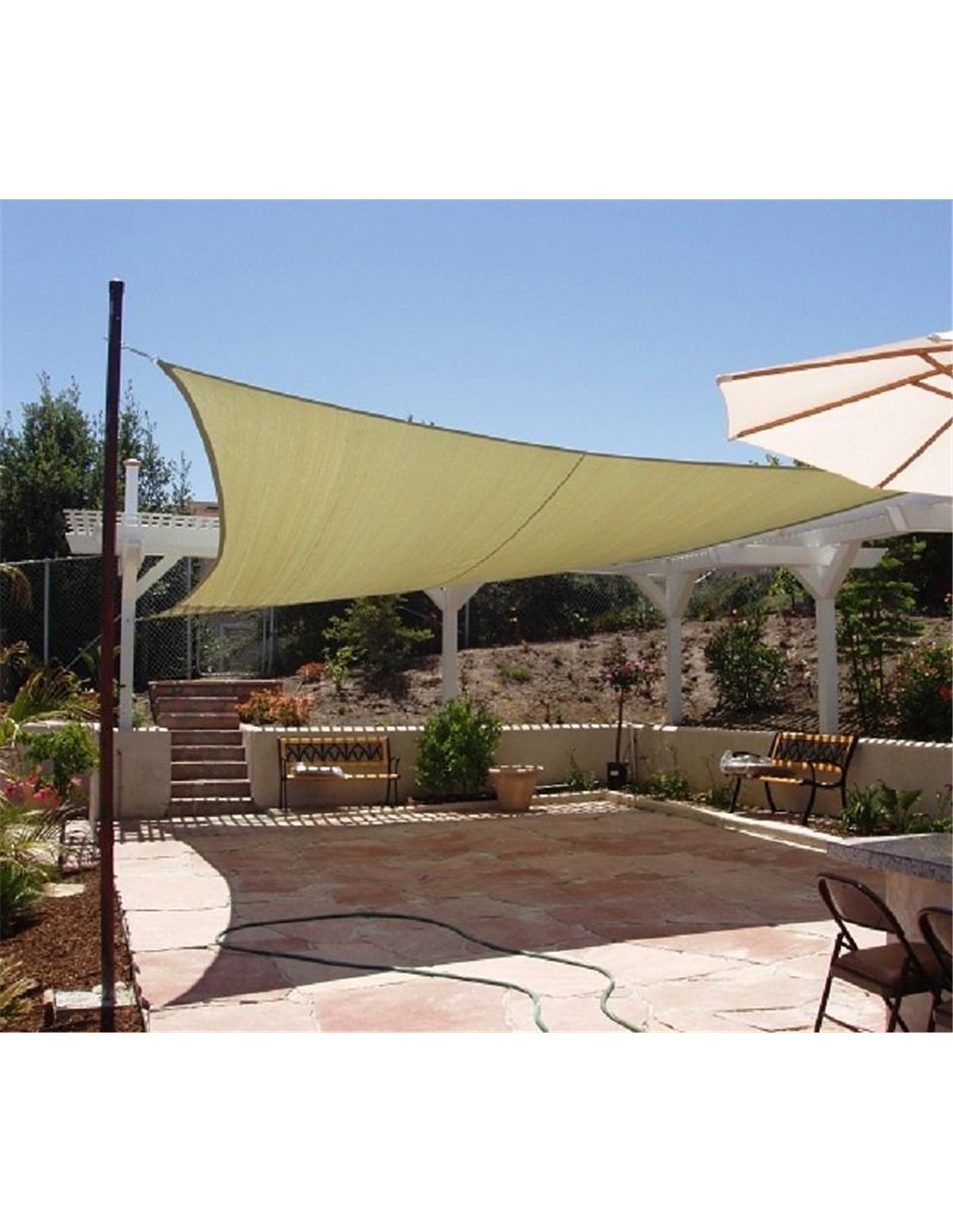 swift Toldo Vela de Sombra Cuadrado 2x2 Metro HDPE Transpirable Protección Rayos UV para Patio Exteriores Jardín Color Crema 