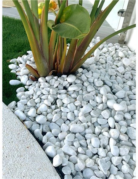 Canto rodado Blanco piedra de mármol | 25kg | Piedras decorativas para Jardín o espacios exteriores