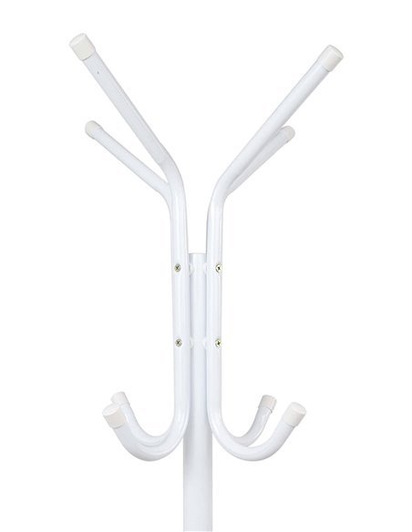 Perchero con pie metálico Minimalista | 8 Ganchos | Soporte para abrigos y sombreros | Blanco Perchero con pie metálico Minimalista | 8 Ganchos | Soporte para abrigos y sombreros | Blanco