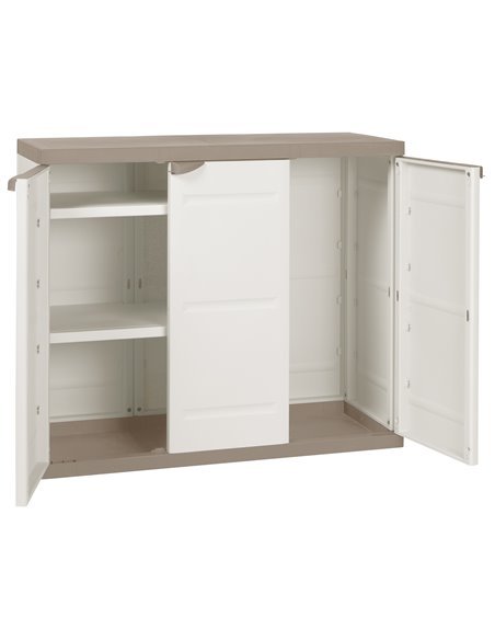 Medio Armario de 2 estantes | 3 puertas | Titanium Beige | 105x44x88 cm Medio Armario de 2 estantes | 3 puertas | Titanium Beige | 105x44x88 cm