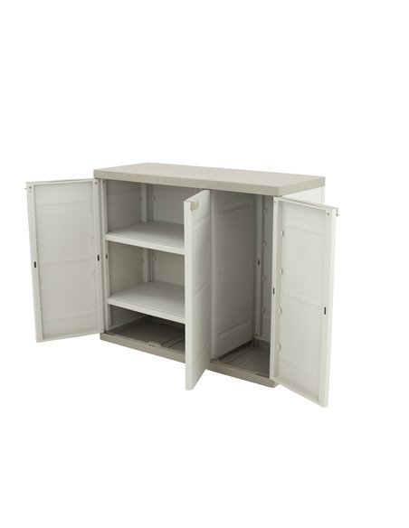 Medio Armario de 2 estantes | 3 puertas | Titanium Beige | 105x44x88 cm Medio Armario de 2 estantes | 3 puertas | Titanium Beige | 105x44x88 cm