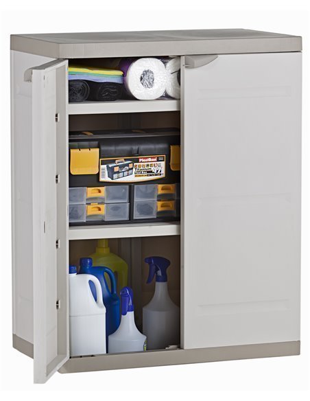 Medio Armario de 2 Estantes | Titanium Beige | 70x44x88 cm Medio Armario de 2 Estantes | Titanium Beige | 70x44x88 cm