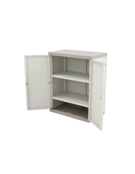 Medio Armario de 2 Estantes | Titanium Beige | 70x44x88 cm Medio Armario de 2 Estantes | Titanium Beige | 70x44x88 cm