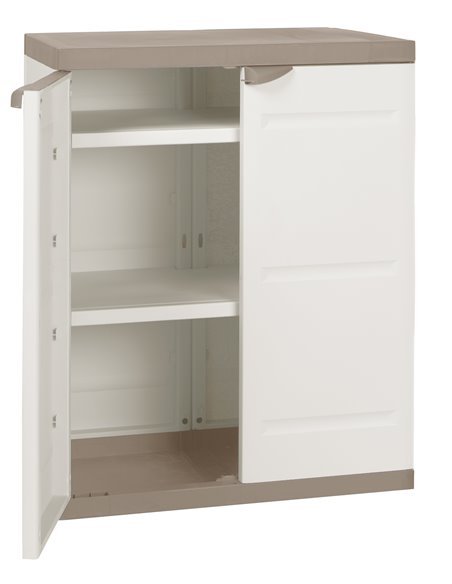 Medio Armario de 2 Estantes | Titanium Beige | 70x44x88 cm Medio Armario de 2 Estantes | Titanium Beige | 70x44x88 cm