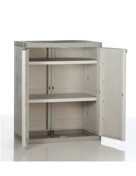 Medio Armario de 2 Estantes | Titanium Beige | 70x44x88 cm Medio Armario de 2 Estantes | Titanium Beige | 70x44x88 cm