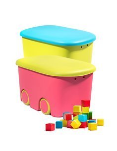Caja de Ordenación Infantil Multiusos Bicolor con Ruedas | Almacenamiento para niños