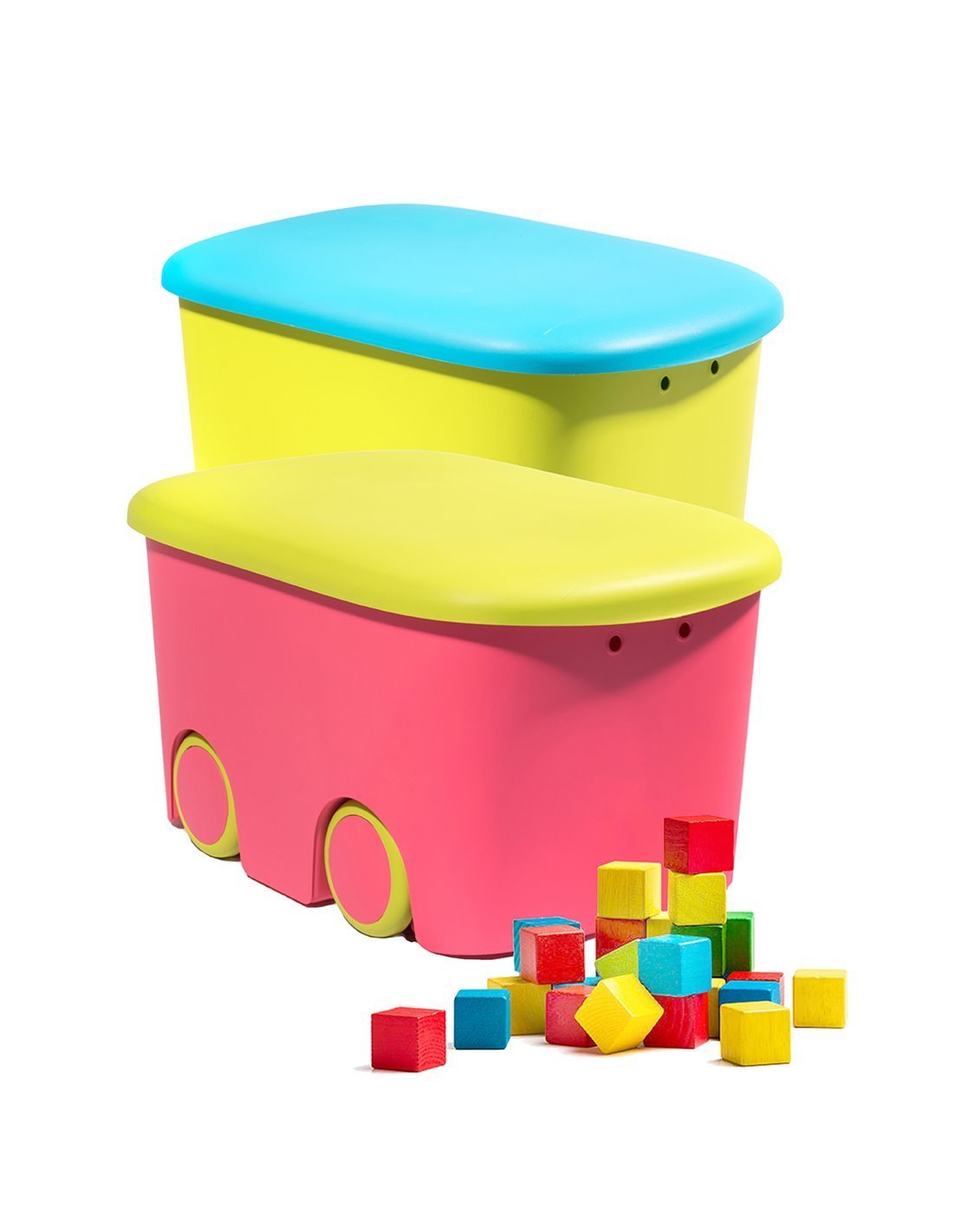 Caja de Ordenación Infantil Multiusos | Bicolor con Ruedas | Almacenamiento
