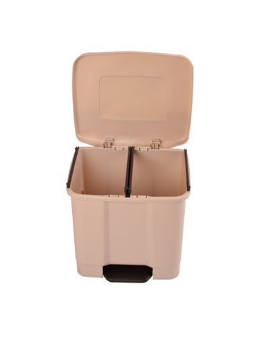 Cubo de basura y reciclaje en acero blanco con 2 compartimentos -  Hydrabazaar