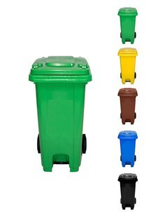Contenedor Basura 120L con Pedal, Ruedas de Goma y Mango Antideslizante - Cubo Industrial