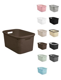 Cesta para la Colada 25 x 53 x 36 cm - Cesto ropa sucia – Cesta Rectangular con Asas diseño Mimbre