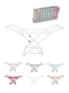 Tendedero Plegable de Resina Incluye 20 Pinzas – Tendal Abatible Balcón para Interior y Exterior