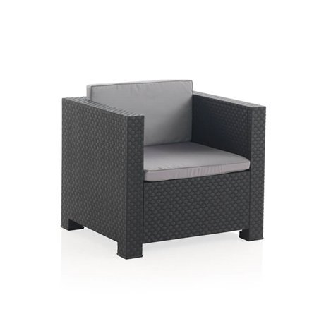 Set Muebles Jardín Evo Confort con 4 Plazas - Mobiliario Exterior con Mesa Auxiliar y Cojines  Set Muebles Jardín Evo Confort con 4 Plazas - Mobiliario Exterior con Mesa Auxiliar y Cojines