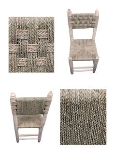 Silla de Esparto y Madera Rústica Artesanal - Alta Calidad, 43cm de Altura, Asiento Ancho de 39cm, Diseño Duradero y Confortable