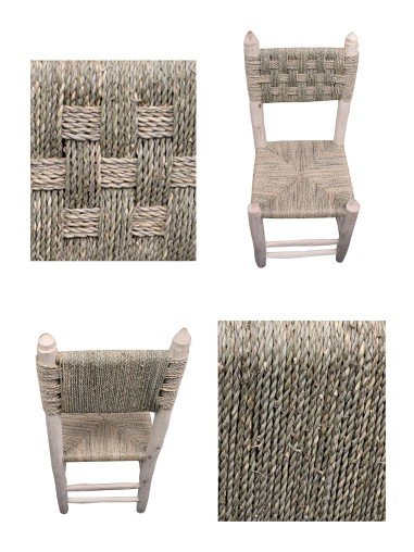 Silla de Esparto y Madera Rústica Artesanal -...