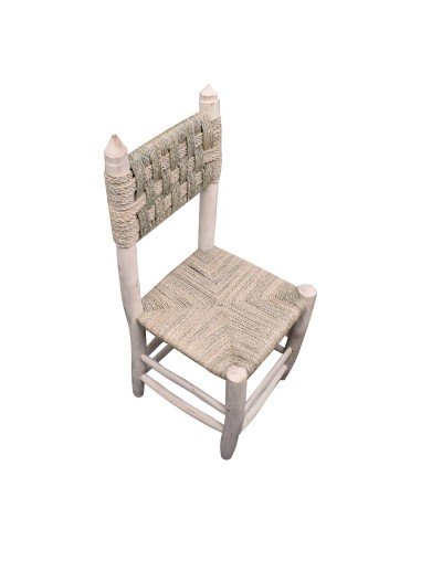 Silla de Esparto y Madera Rústica Artesanal -...