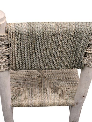 Silla de Esparto y Madera Rústica Artesanal -...