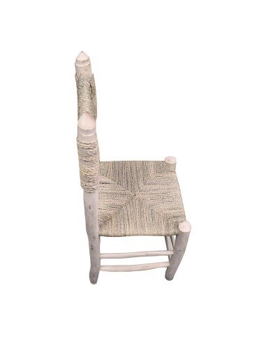 Silla de Esparto y Madera Rústica Artesanal -...
