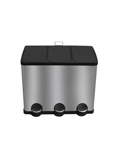 Cubo de Basura 60L con Pedal - Triple Compartimento Separados para Reciclaje y Residuos, Ideal para Cocinas y Oficinas