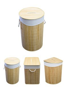 Cesto Ropa Sucia Bambú – Cesta de la Colada Plegable con Bolsa Extraíble y Asas -  Cubo Ropa con tapa