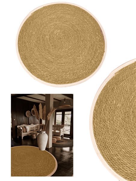 Alfombra de Yute Redondo Trenzada a Mano – Alfombra multiuso Decorativa color Natural  Alfombra de Yute Redondo Trenzada a Mano – Alfombra multiuso Decorativa color Natural