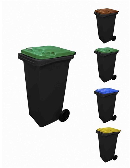VERDE - Contenedor de basura reciclables Ecodiseño 120L 2 ruedas  VERDE - Contenedor de basura reciclables Ecodiseño 120L 2 ruedas