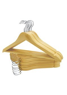 Perchas de Madera Premium para Ropa - Colgador Antideslizante, Muescas para Vestidos, Packs de 12/24