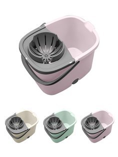 Cubo de Fregona 16 L con 2 Ruedas Rectangular para suelo | Cubo de fregar con Escurrefacil 29x40x32 cm