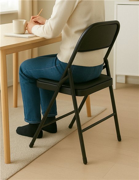 Silla Plegable Metálica Acolchada 45 x 44 x 80 cm – Silla Abatible con cubierta Silla Plegable Metálica Acolchada 45 x 44 x 80 cm – Silla Abatible con cubierta