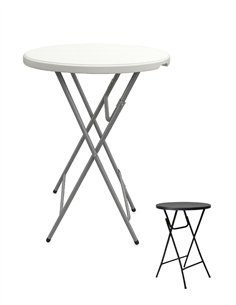 Mesa Plegable Redonda 80x110cm Blanca Catering | Mesa Resina con Patas de Acero Plegable para Eventos, terraza y camping